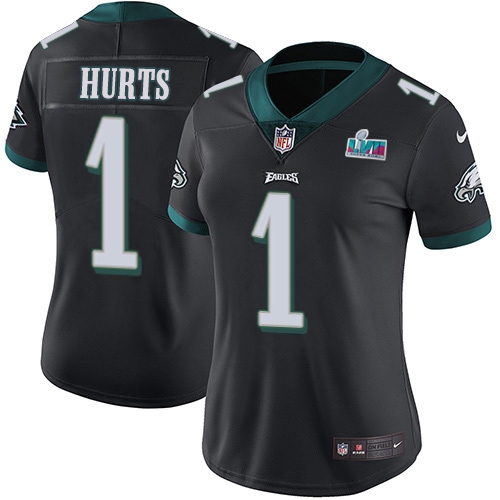 Eagles #1 Jalen Hurts Black Super Bowl LVII Patch Alternate Women's Stitched Vapor Untouchable Limited Jersey cheap jerseys for sale - CheapJerseys.Shop