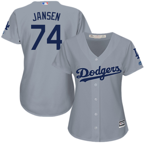 Los Angeles Dodgers #74 Kenley Jansen Grey Alternate Road Women's Stitched Jersey Womens cheap jerseys for sale - CheapJerseys.Shop