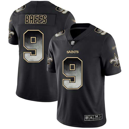 Saints #9 Drew Brees Black Men's Stitched Vapor Untouchable Limited Smoke Fashion Jersey cheap jerseys for sale - CheapJerseys.Shop