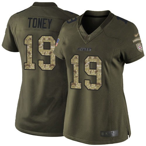 Chiefs #19 Kadarius Toney Green Women's Stitched Limited 2015 Salute To Service Jersey cheap jerseys for sale - CheapJerseys.Shop
