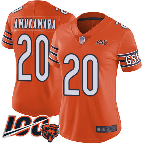 Chicago Bears #20 Prince Amukamara Orange Women's Stitched Limited Rush 100th Season Jersey Womens cheap jerseys for sale - CheapJerseys.Shop