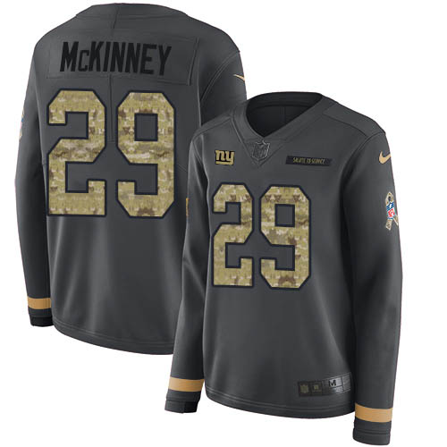 New York Giants #29 Xavier McKinney Anthracite Salute to Service Women's Stitched Limited Therma Long Sleeve Jersey Womens cheap jerseys for sale - CheapJerseys.Shop