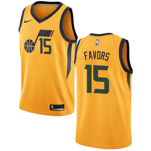 Utah Jazz #15 Derrick Favors Yellow Swingman Statement Edition Jersey Mens cheap jerseys for sale - CheapJerseys.Shop