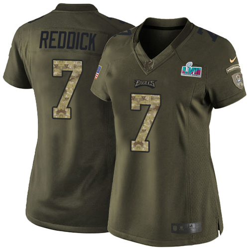 Eagles #7 Haason Reddick Green Super Bowl LVII Patch Women's Stitched Limited 2015 Salute To Service Jersey cheap jerseys for sale - CheapJerseys.Shop