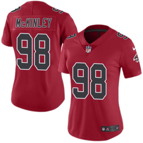 Atlanta Falcons #98 Takkarist McKinley Red Women's Stitched Limited Rush Jersey Womens cheap jerseys for sale - CheapJerseys.Shop