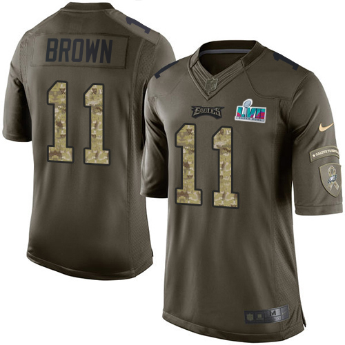 Eagles #11 A.J. Brown Green Super Bowl LVII Patch Youth Stitched Limited 2015 Salute To Service Jersey cheap jerseys for sale - CheapJerseys.Shop