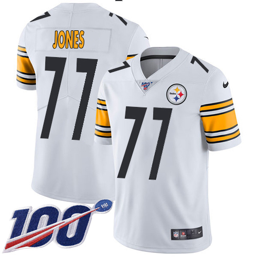 Steelers #77 Broderick Jones White Men's Stitched 100th Season Vapor Limited Jersey cheap jerseys for sale - CheapJerseys.Shop