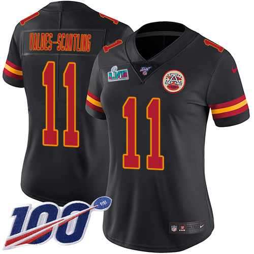 Chiefs #11 Marquez Valdes-Scantling Black Super Bowl LVII Patch Women's Stitched Limited Rush 100th Season Jersey cheap jerseys for sale - CheapJerseys.Shop