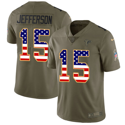 Falcons #15 Van Jefferson Olive/USA Flag Men's Stitched Limited 2017 Salute To Service Jersey cheap jerseys for sale - CheapJerseys.Shop