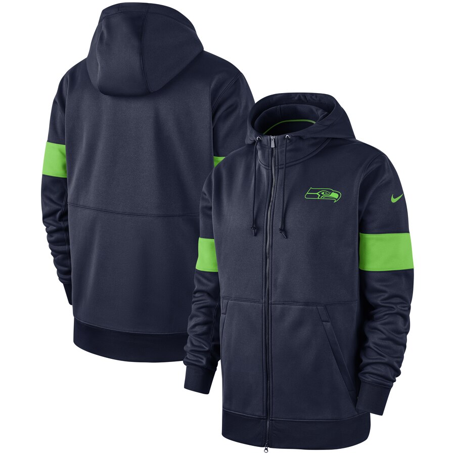Seattle Seahawks Sideline Performance Full-Zip Hoodie College Navy cheap jerseys for sale - CheapJerseys.Shop