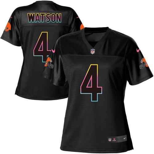 Browns #4 Deshaun Watson Black Women's Fashion Game Jersey cheap jerseys for sale - CheapJerseys.Shop
