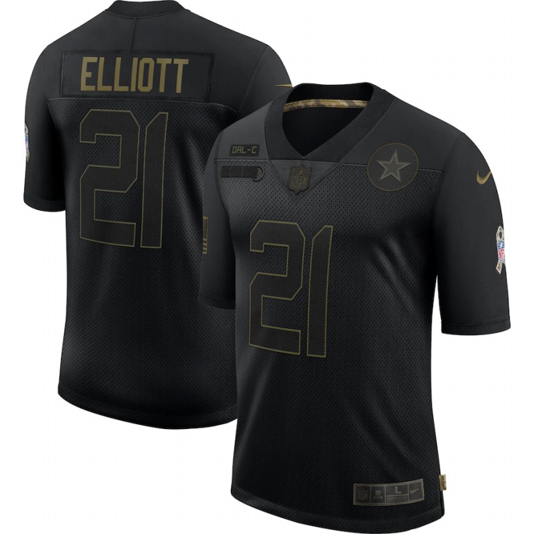 Dallas Cowboys #21 Ezekiel Elliott 2020 Salute To Service Limited Jersey Black cheap jerseys for sale - CheapJerseys.Shop