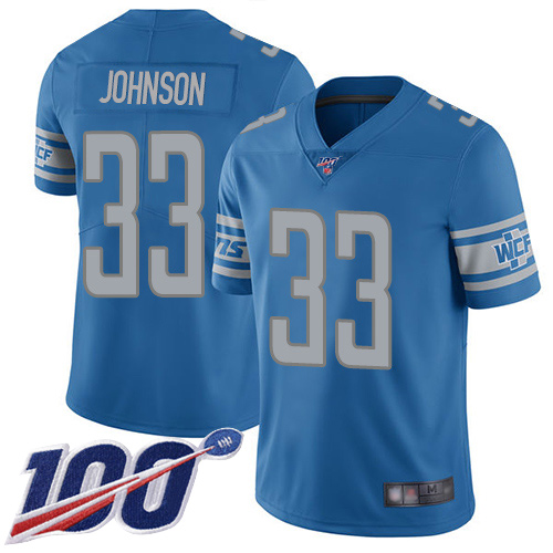 Detroit Lions #33 Kerryon Johnson Blue Team Color Youth Stitched 100th Season Vapor Limited Jersey Youth cheap jerseys for sale - CheapJerseys.Shop