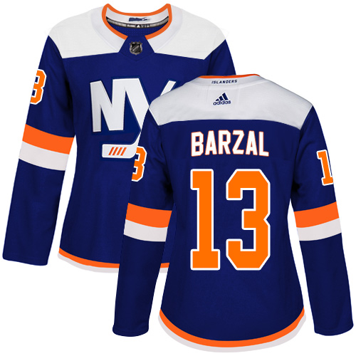 New York Islanders #13 Mathew Barzal Blue Alternate Authentic Women's Stitched Jersey Womens cheap jerseys for sale - CheapJerseys.Shop