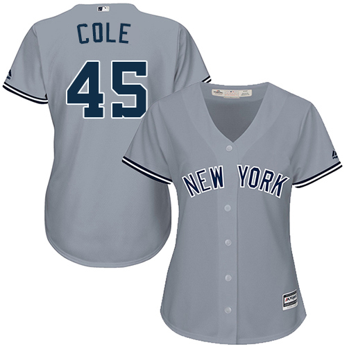 New York Yankees #45 Gerrit Cole Grey Road Women's Stitched Jersey Womens cheap jerseys for sale - CheapJerseys.Shop