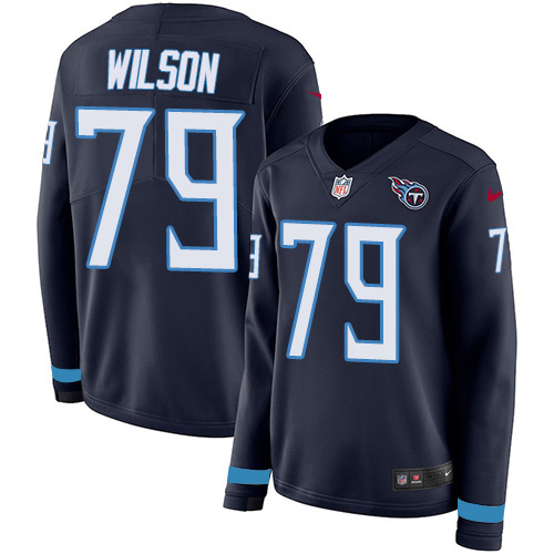 Tennessee Titans #79 Isaiah Wilson Navy Blue Team Color Women's Stitched Limited Therma Long Sleeve Jersey Womens cheap jerseys for sale - CheapJerseys.Shop
