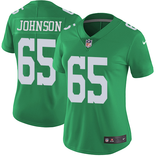 Philadelphia Eagles #65 Lane Johnson Green Women's Stitched Limited Rush Jersey Womens cheap jerseys for sale - CheapJerseys.Shop