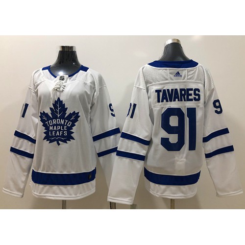 Maple Toronto Maple Leafs #91 John Tavares White Road Authentic Women's Stitched Jersey Womens cheap jerseys for sale - CheapJerseys.Shop