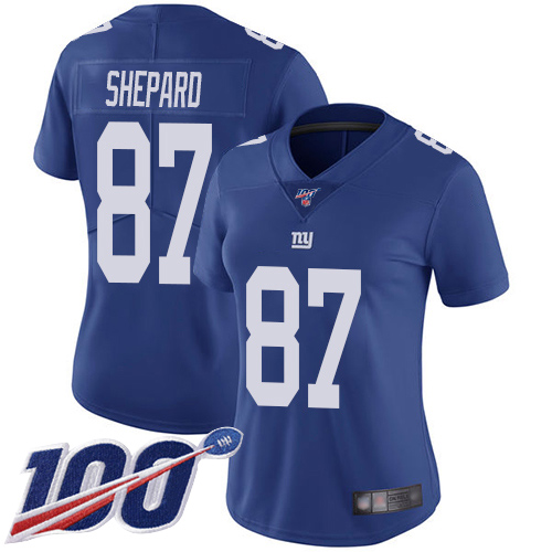 New York Giants #87 Sterling Shepard Royal Blue Team Color Women's Stitched 100th Season Vapor Limited Jersey Womens cheap jerseys for sale - CheapJerseys.Shop