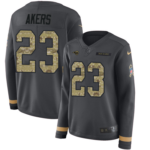 Los Angeles Rams #23 Cam Akers Anthracite Salute to Service Women's Stitched Limited Therma Long Sleeve Jersey Womens cheap jerseys for sale - CheapJerseys.Shop