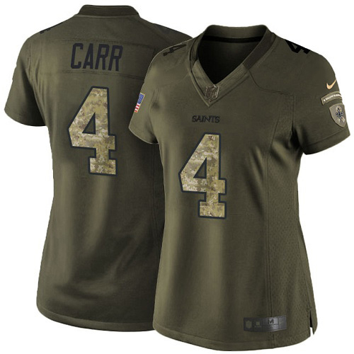 Saints #4 Derek Carr Green Women's Stitched Limited 2015 Salute To Service Jersey cheap jerseys for sale - CheapJerseys.Shop