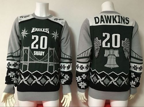 Eagles #20 Brian Dawkins Green/Grey Men's Ugly Sweater cheap jerseys for sale - CheapJerseys.Shop