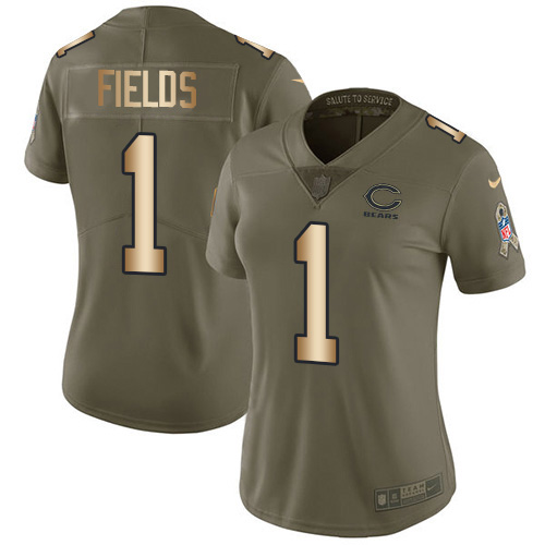 Bears #1 Justin Fields Olive/Gold Women's Stitched Limited 2017 Salute To Service Jersey cheap jerseys for sale - CheapJerseys.Shop