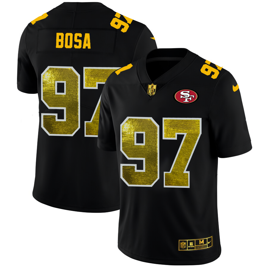 San Francisco 49ers #97 Nick Bosa Men's Black Golden Sequin Vapor Limited Jersey cheap jerseys for sale - CheapJerseys.Shop