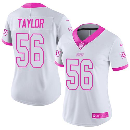 Giants #56 Lawrence Taylor White/Pink Women's Stitched Limited Rush Fashion Jersey cheap jerseys for sale - CheapJerseys.Shop