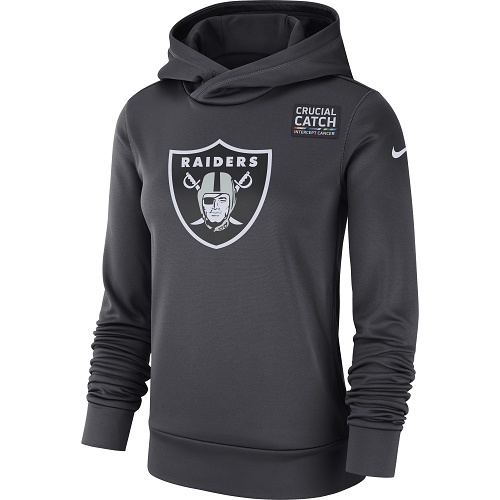 Women's Las Vegas Raiders Anthracite Crucial Catch Performance Pullover Hoodie cheap jerseys for sale - CheapJerseys.Shop