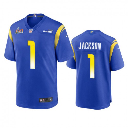 Los Angeles Los Angeles Rams #1 Desean Jackson Men's Super Bowl LVI Patch Game Jersey - Royal Men's cheap jerseys for sale - CheapJerseys.Shop