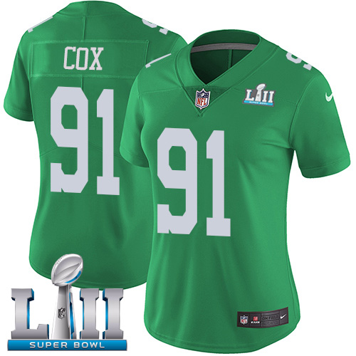 Philadelphia Eagles #91 Fletcher Cox Green Super Bowl LII Women's Stitched Limited Rush Jersey Womens cheap jerseys for sale - CheapJerseys.Shop