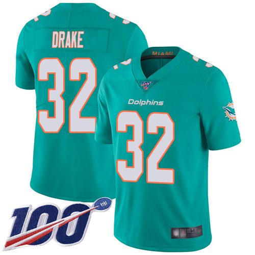 Miami Dolphins #32 Kenyan Drake Aqua Green Team Color Men's Stitched 100th Season Vapor Limited Jersey Men's cheap jerseys for sale - CheapJerseys.Shop
