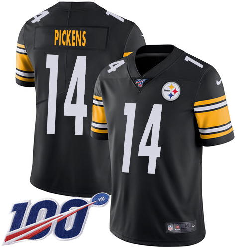 Steelers #14 George Pickens Black Team Color Youth Stitched 100th Season Vapor Limited Jersey cheap jerseys for sale - CheapJerseys.Shop