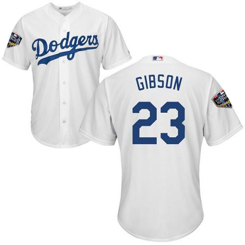 Los Angeles Dodgers #23 Kirk Gibson White Cool Base 2018 World Series Stitched Youth Jersey Youth cheap jerseys for sale - CheapJerseys.Shop