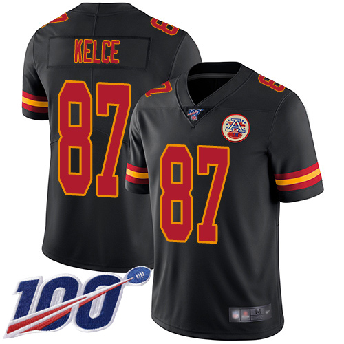 Chiefs #87 Travis Kelce Black Men's Stitched Limited Rush 100th Season Jersey cheap jerseys for sale - CheapJerseys.Shop