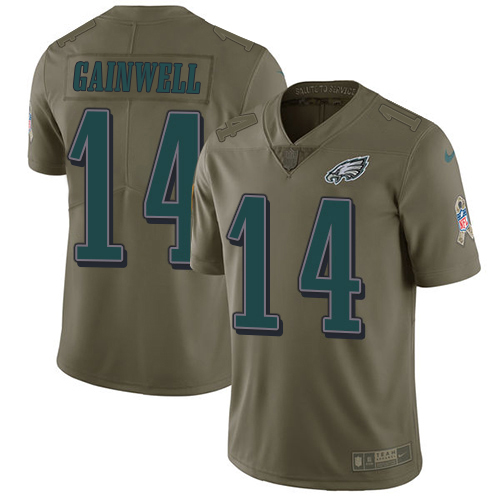 Eagles #14 Kenneth Gainwell Olive Men's Stitched Limited 2017 Salute To Service Jersey cheap jerseys for sale - CheapJerseys.Shop