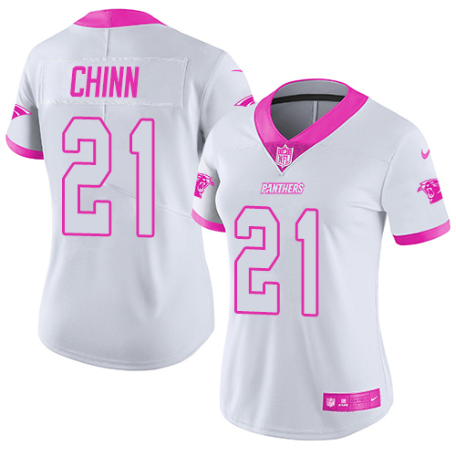 Panthers #21 Jeremy Chinn White/Pink Women's Stitched Limited Rush Fashion Jersey cheap jerseys for sale - CheapJerseys.Shop