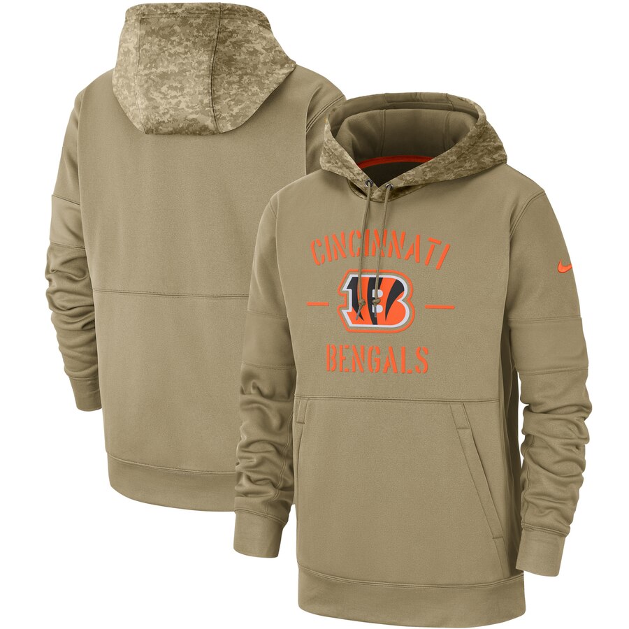Men's Cincinnati Bengals Tan 2019 Salute To Service Sideline Therma Pullover Hoodie cheap jerseys for sale - CheapJerseys.Shop