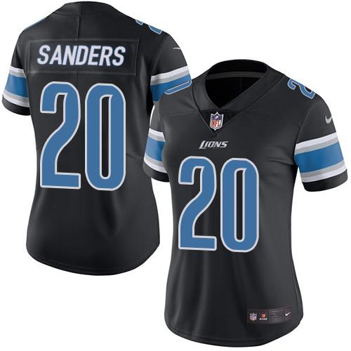 Lions #20 Barry Sanders Black Women's Stitched Limited Rush Jersey cheap jerseys for sale - CheapJerseys.Shop
