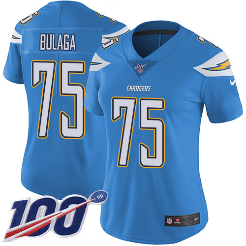 Los Angeles Chargers #75 Bryan Bulaga Electric Blue Alternate Women's Stitched 100th Season Vapor Untouchable Limited Jersey Womens cheap jerseys for sale - CheapJerseys.Shop