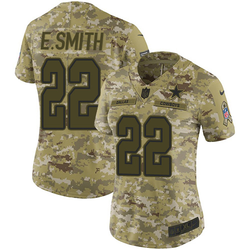 Cowboys #22 Emmitt Smith Camo Women's Stitched Limited 2018 Salute To Service Jersey cheap jerseys for sale - CheapJerseys.Shop