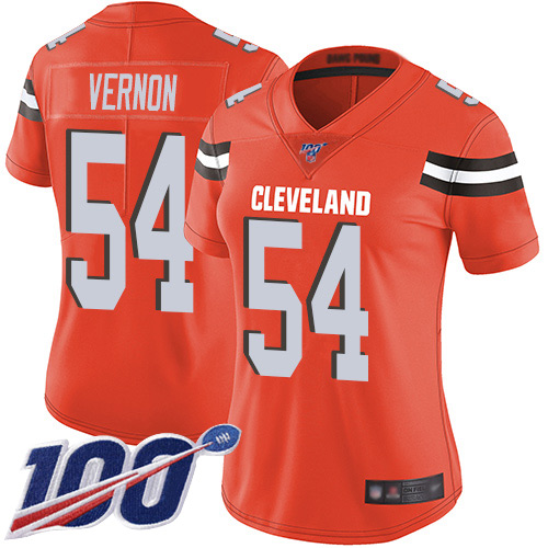 Cleveland Browns #54 Olivier Vernon Orange Alternate Women's Stitched 100th Season Vapor Limited Jersey Womens cheap jerseys for sale - CheapJerseys.Shop