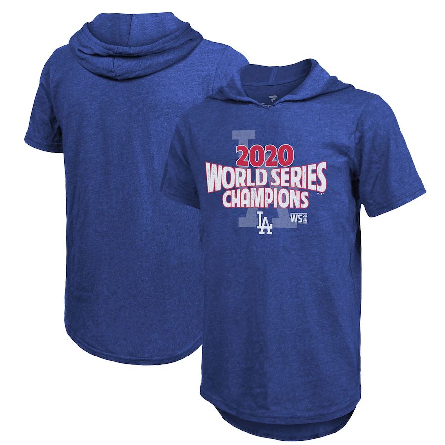 Los Angeles Dodgers 2020 World Series Champions Game Time Short Sleeve Pullover Hoodie Royal cheap jerseys for sale - CheapJerseys.Shop