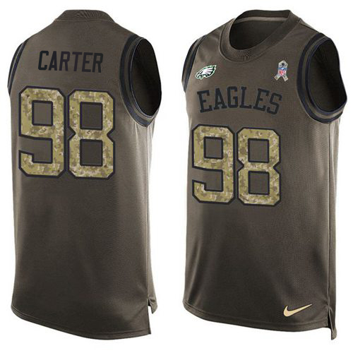 Eagles #98 Jalen Carter Green Men's Stitched Limited Salute To Service Tank Top Jersey cheap jerseys for sale - CheapJerseys.Shop