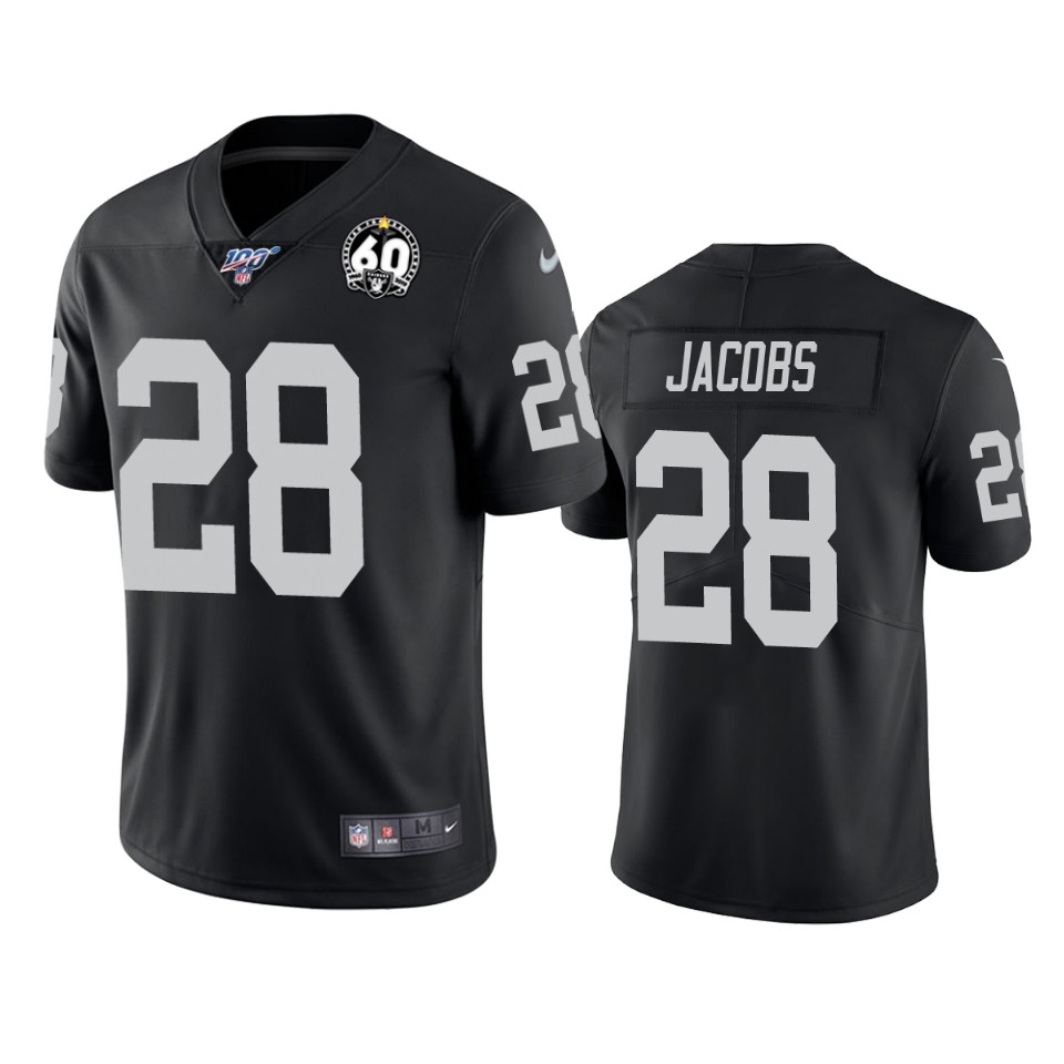 Raiders #28 Josh Jacobs Black 60th Anniversary Vapor Limited Stitched 100th Season Jersey cheap jerseys for sale - CheapJerseys.Shop