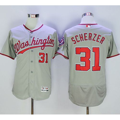 Washington Nationals #31 Max Scherzer Grey Flexbase Authentic Collection Stitched Jersey Men's cheap jerseys for sale - CheapJerseys.Shop