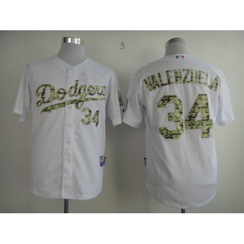 Los Angeles Dodgers #34 Fernando Valenzuela White USMC Cool Base Stitched Jersey Men's cheap jerseys for sale - CheapJerseys.Shop