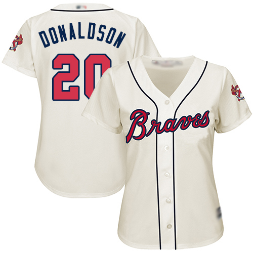 Atlanta Braves #20 Josh Donaldson Cream Alternate Women's Stitched Jersey Womens cheap jerseys for sale - CheapJerseys.Shop