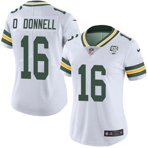 Packers #16 Pat O'Donnell White Women's 100th Season Stitched Vapor Untouchable Limited Jersey cheap jerseys for sale - CheapJerseys.Shop